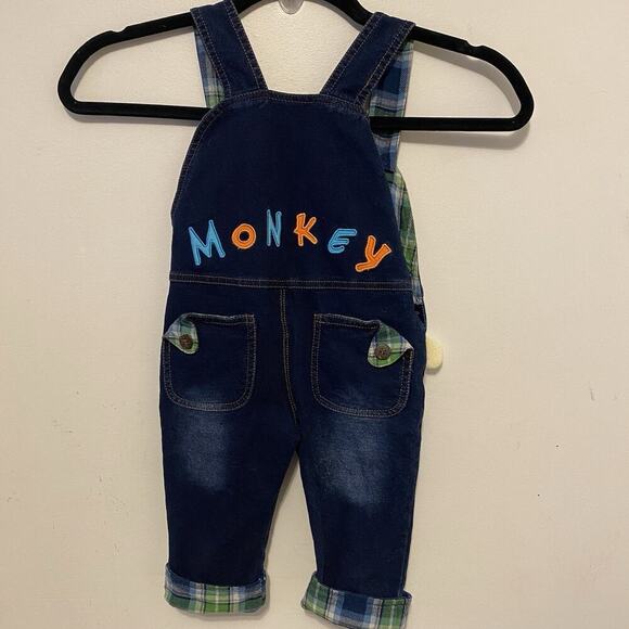 Vintage Kidschool Space Unisex Baby Jumpsuit 6-12 Months Navy Monkey Embroidered - Picture 3 of 7